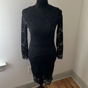 Ambiance black lace fitted‎ silhouette dress Sz M